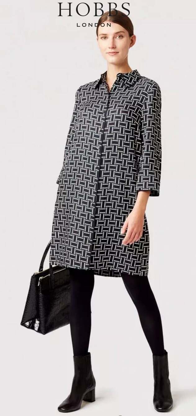 Hobbs London Aubery Geometric Print Shirt Dress